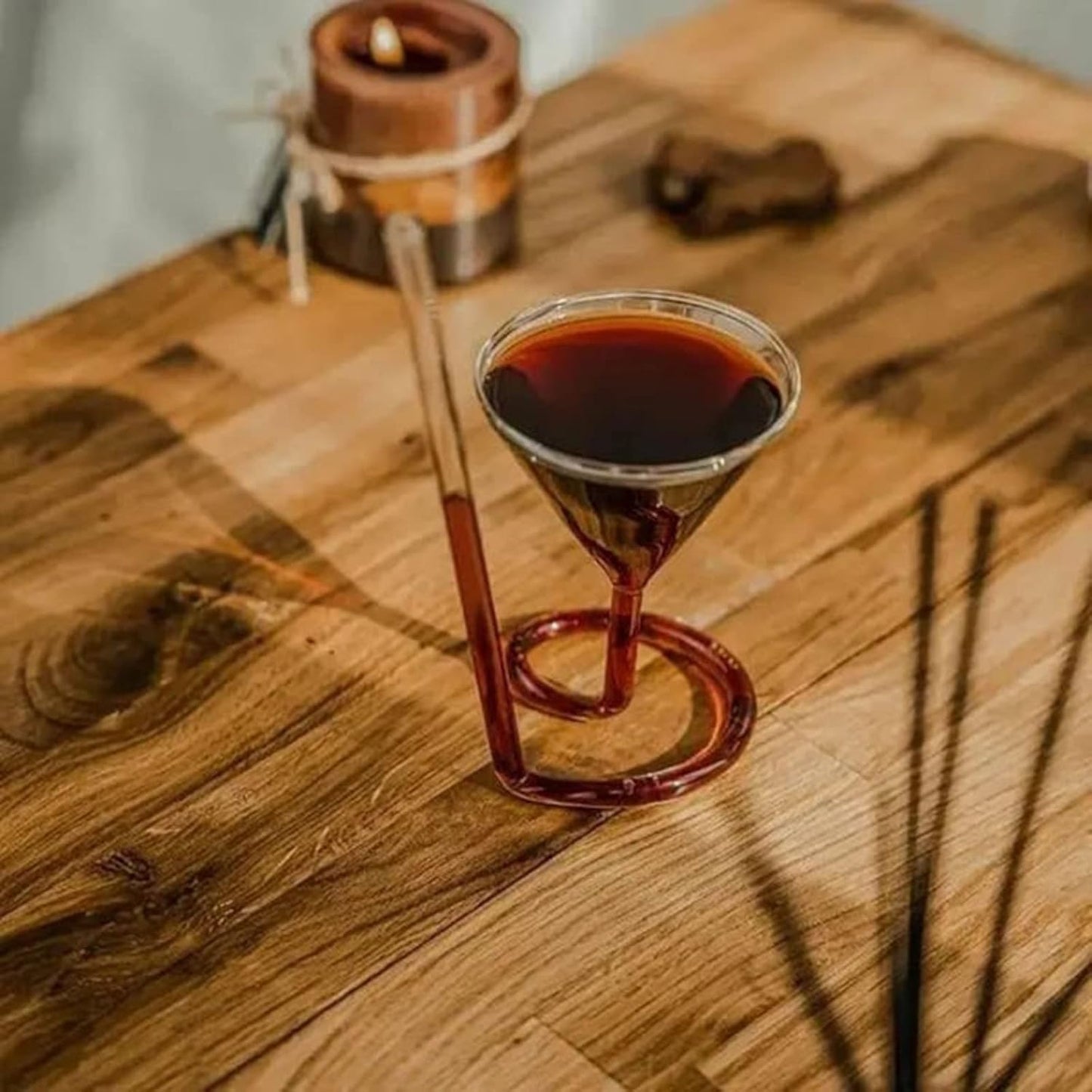 1pc Creative Glass Spiral Cocktail Glass,Rotating Wine Glass Straw Cup, Party Events Tall Glass Mugs with Handle